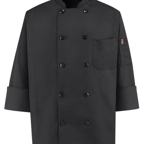 Ten Pearl Button Black Chef Coat Thumbnail